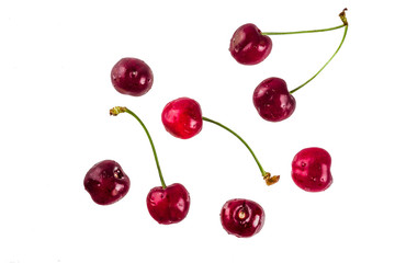 Raw cherry isolated on white