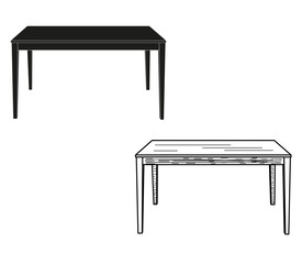 isolated table and sketch of a table