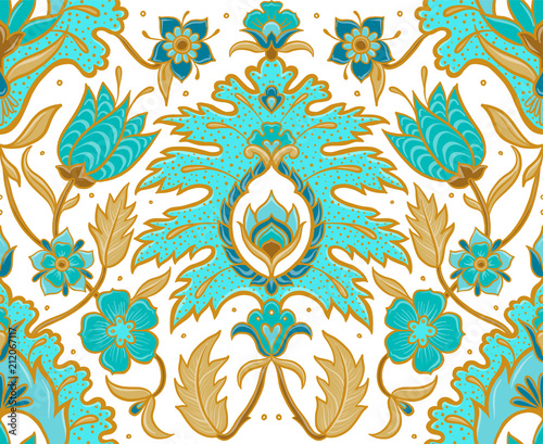 boho-floral-tile-turquoise-and-ochre