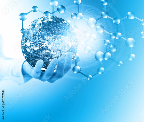 Molecules And Globus In Hand Molecular Medical Ecology Abstraction In Hand Virus And Planet Earth Molecule And Atoms Abstract Background Medical Chemical Full 3d Background Buy This Stock Illustration And Explore