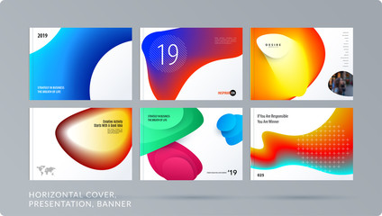 Wall Mural - liquid design presentation template with colourful fluid gradient shapes. abstract vector set of mod