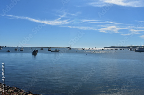 Harbor with Boats Moored in Plymouth Harbor in Massachusetts Poster