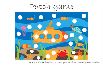 education patch game underwater for children to develop motor skills, use plasticine patches, button