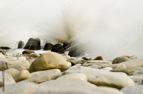 Photographie Storm on the beach with a long exposure