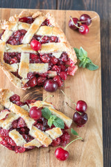 Poster - Cherry pie on the wooden board