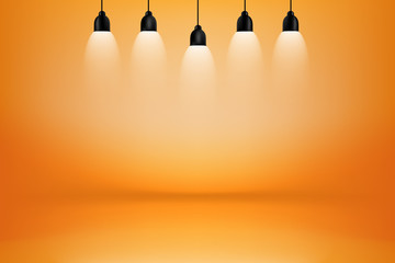 Wall Mural - orange and yellow studio room with light box background