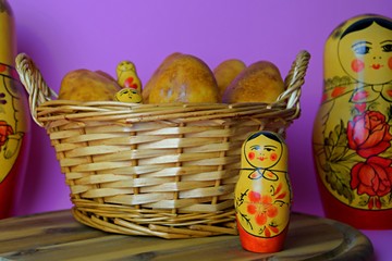 Wall Mural - Russian pies and matrioska