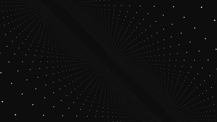 Aufkleber - Motion in space of the points. Abstract animation. The concept of a futuristic virtual world