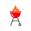 Red barbecue grill icon