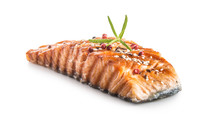 Grilled Salmon Fillet With Sesame Herb And Pepper.