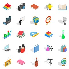 Poster - Schoolbook icons set. Isometric set of 25 schoolbook vector icons for web isolated on white background