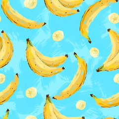 Seamless summer banana abstract pattern