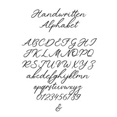 Wall Mural - Vector Calligraphy Alphabet. Exclusive Letters. Decorative handwritten brush font for: Wedding Monogram, Logo, Invitation. Handwritten brush style modern cursive font isolated on white background