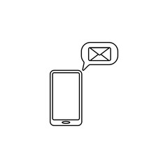 Poster - inbox in smart phone icon. Element of sosial media network icon for mobile concept and web apps. Thin line inbox in smart phone