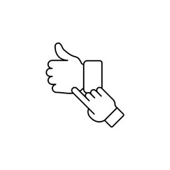 Poster - like sign and finger icon. Element of sosial media network icon for mobile concept and web apps. Thin line like sign and finger