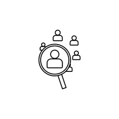 Poster - look for a people icon. Element of sosial media network icon for mobile concept and web apps. Thin line look for a people