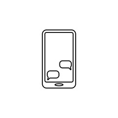 Poster - chat in smart phone icon. Element of sosial media network icon for mobile concept and web apps. Thin line chat in smart phone