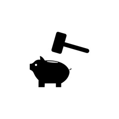 money pig and hammer icon. Element of banking and finance icon for mobile concept and web apps. Glyph style money pig and hammer icon can be used for web and mobile. Premium icon