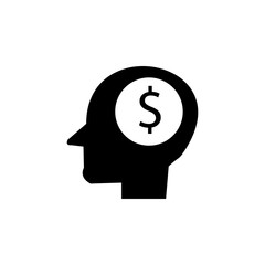 Aufkleber - money in head icon. Element of banking and finance icon for mobile concept and web apps. Glyph style money in head icon can be used for web and mobile. Premium icon