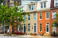 Row Houses In Locust Point, Baltimore, Maryland