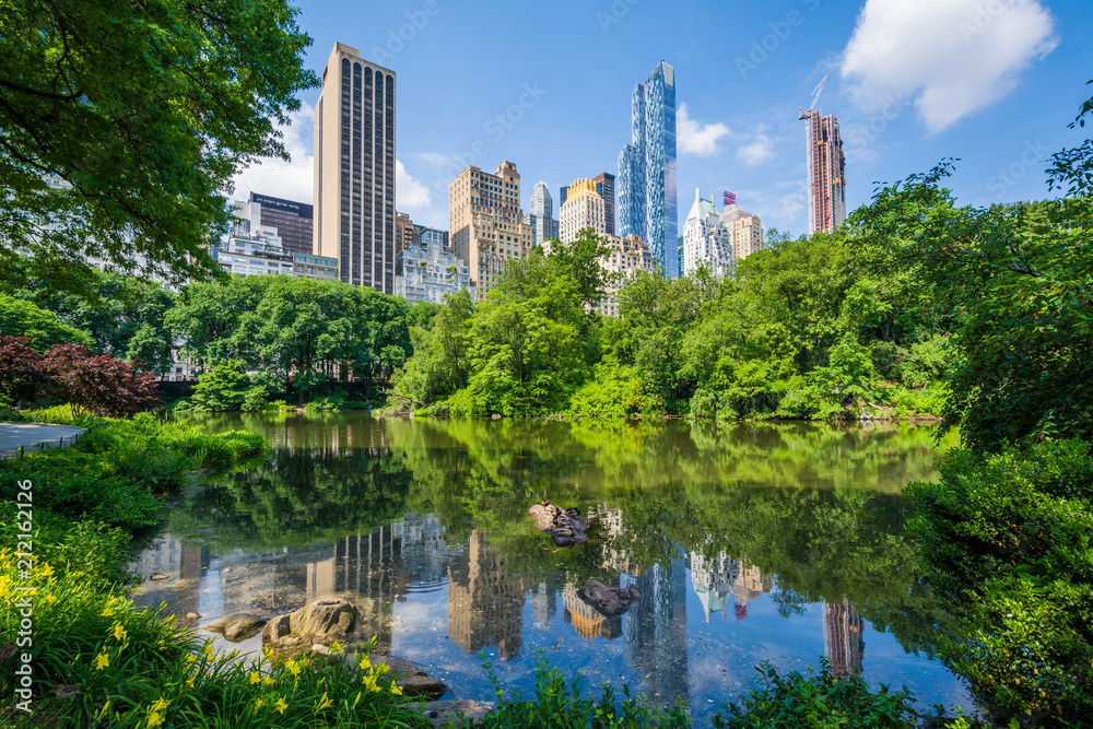 The Pond, in Central Park, Manhattan, New York City - obrazy, fototapety, plakaty 
