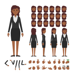 Wall Mural - African business woman character set. Full length. Different view, emotion, gesture.

