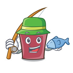 Wall Mural - Fishing hot chocolate mascot cartoon