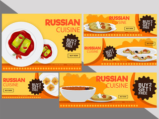 Sticker - Russian cuisine discount coupons or vouchers collection with best offer buy 2 get 1 free.