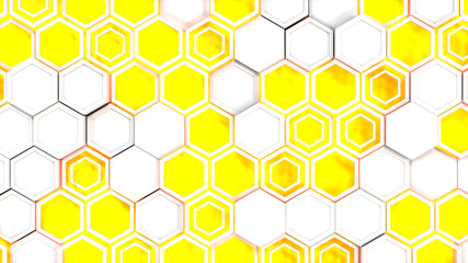 Sticker - Abstract 3d background made of white hexagons on blue glowing background