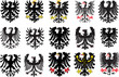 Set of heraldic black eagles. Vector illustration