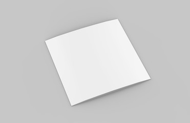 Square Tri-Fold Brochure Mock-up on Isolated White Background, 3D Illustration