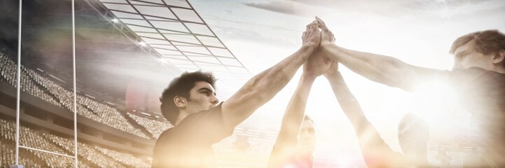 Canvas Print - Composite image of rugby pitch