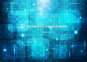 Poster - abstract blue squares virtual technology concept futuristic digital background with space for your t