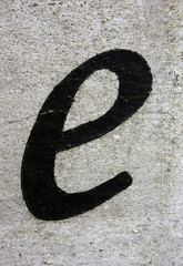 Written Wording in Distressed State Typography Found Letter E