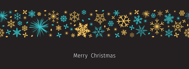 Wall Mural - christmas border. seamless snowflake border for christmas card. merry xmas snow flake pattern design