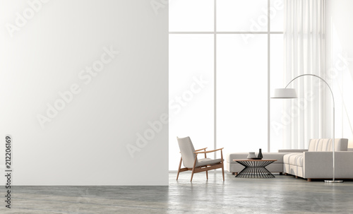 Fotomural Minimal style living room 3d render