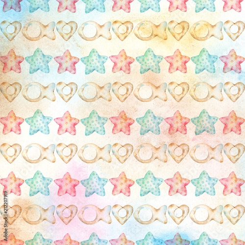 Colorful stars and wooden b...