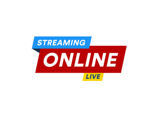 Poster - Online Streaming logo, live video stream icon, digital online internet TV banner design, broadcast button, play media content button, vector illustration on white background