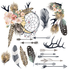Poster - Fashion set tribal vector boho design elements