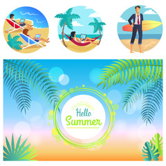 Wall Mural - Hello Summer 2017 Poster, Vector Illustration