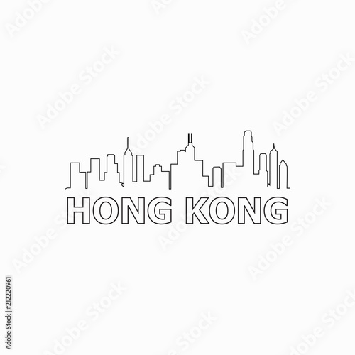 Hong Kong skyline and landmarks silhouette black vector icon Tableau sur Toile