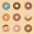 Flat icon vector illustration with chocolate sprinkled, with sweets. Set freshly baked cookie