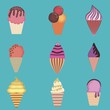 Set Ice cream vector illustration. Ice cream watered with chocolate and vanilla