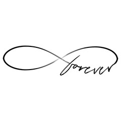 'forever' in infinity shape - lovely lettering calligraphy quote. handwritten tattoo, ink design or 