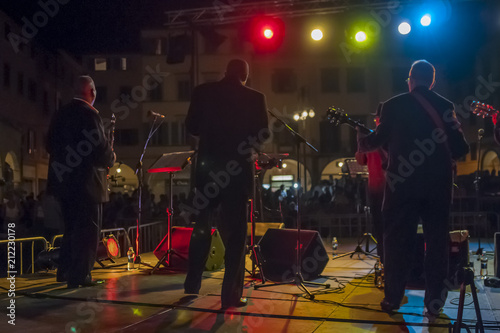 Fotografie, Obraz Night view of an outdoor concert from the back of the stage