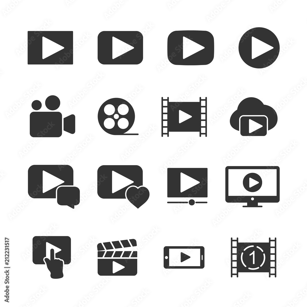 Video Template Icon Vector image set of video icons. Stock Vector | Adobe Stock