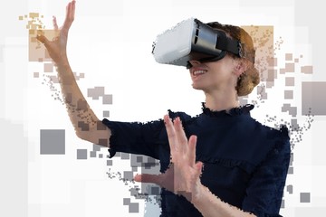 Poster - Digital composite of woman with an augmented reality simulator