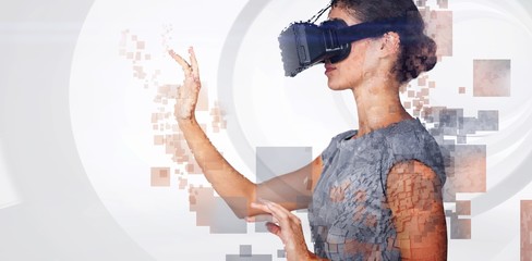 Poster - Composite image of digital compositing of a woman touching