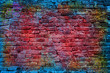 © NatasaAdzic - Paint splash, graffiti brick wall, colorful background