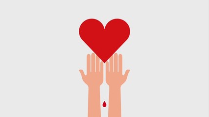 Sticker - dripping heart blood in hands donation ilustration